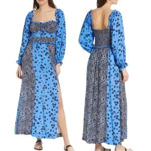 NWT Free People Blue Floral Tigerlily Maxi Dress Small